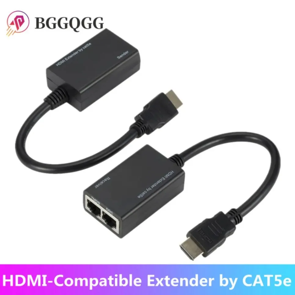 1080P HDMI-Compatible Extender Cat5e Cat 6 Ethernet Signal RJ45 Lan Converter 3D HDMI-Compatible Transmitter Receiver TX RX 30M