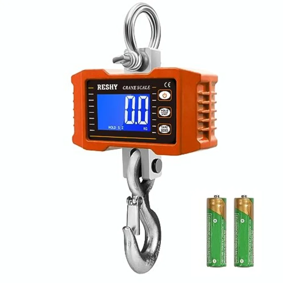 

Industrial Digital Crane Scale 2200lb/1000kg, heavy-duty steel construction, black/grey, CE certified for farm, deer, livestock