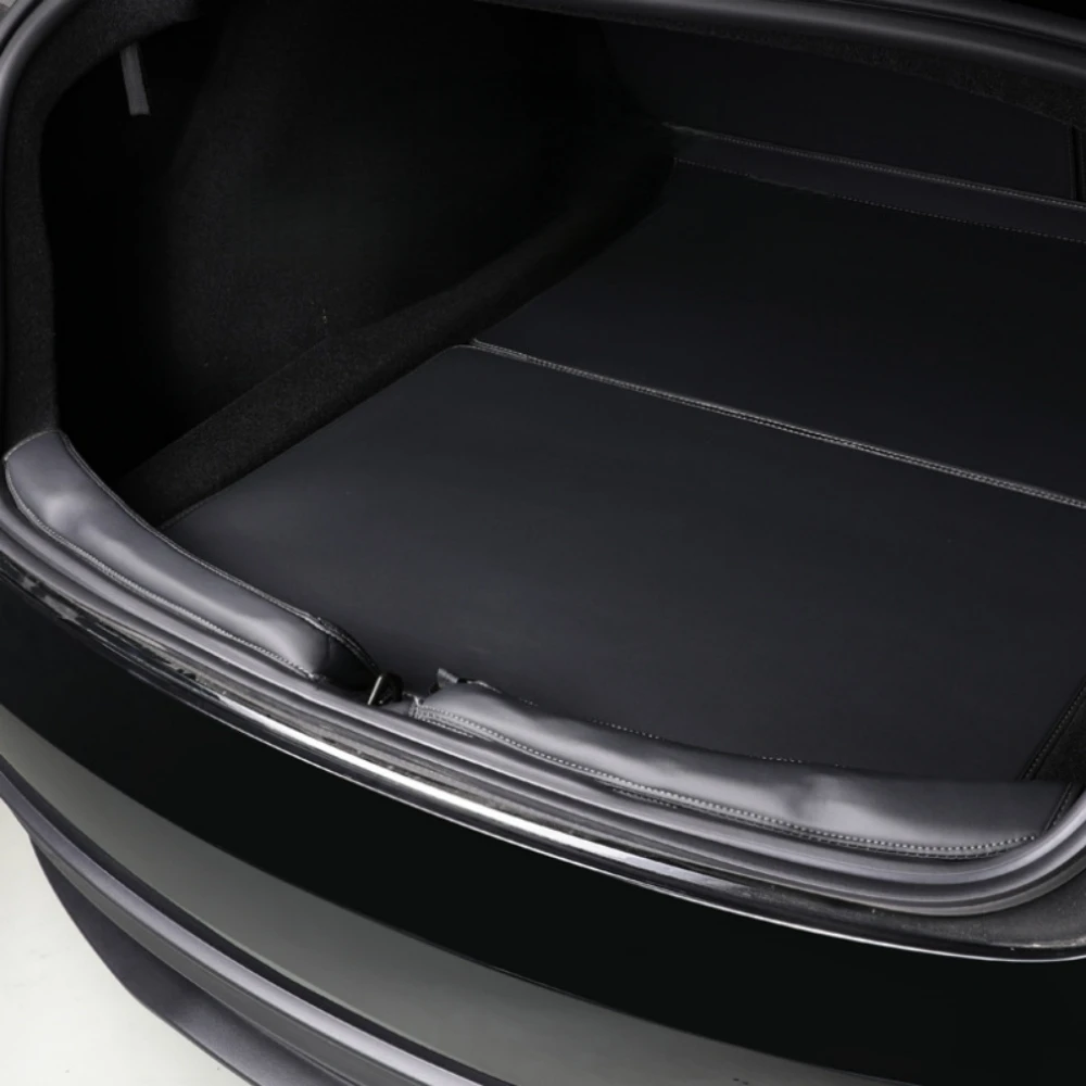 

For Tesla Model 3 Highland 2024-2026 Rear Leather Bumper Protective Guard Trunk Sill Strip Anti-Scratch Protection Cover