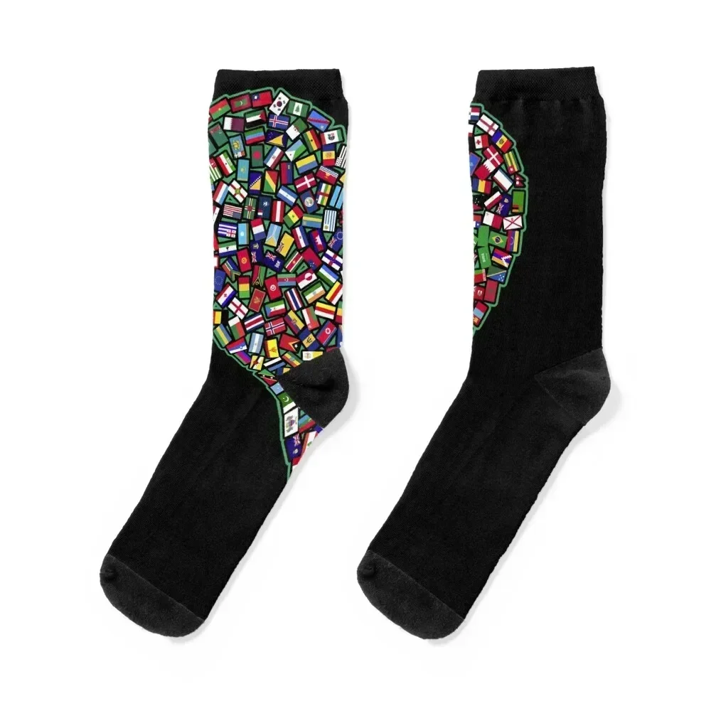 United Nations International Sticker Socks Soccer Climbing Socks Male Women's