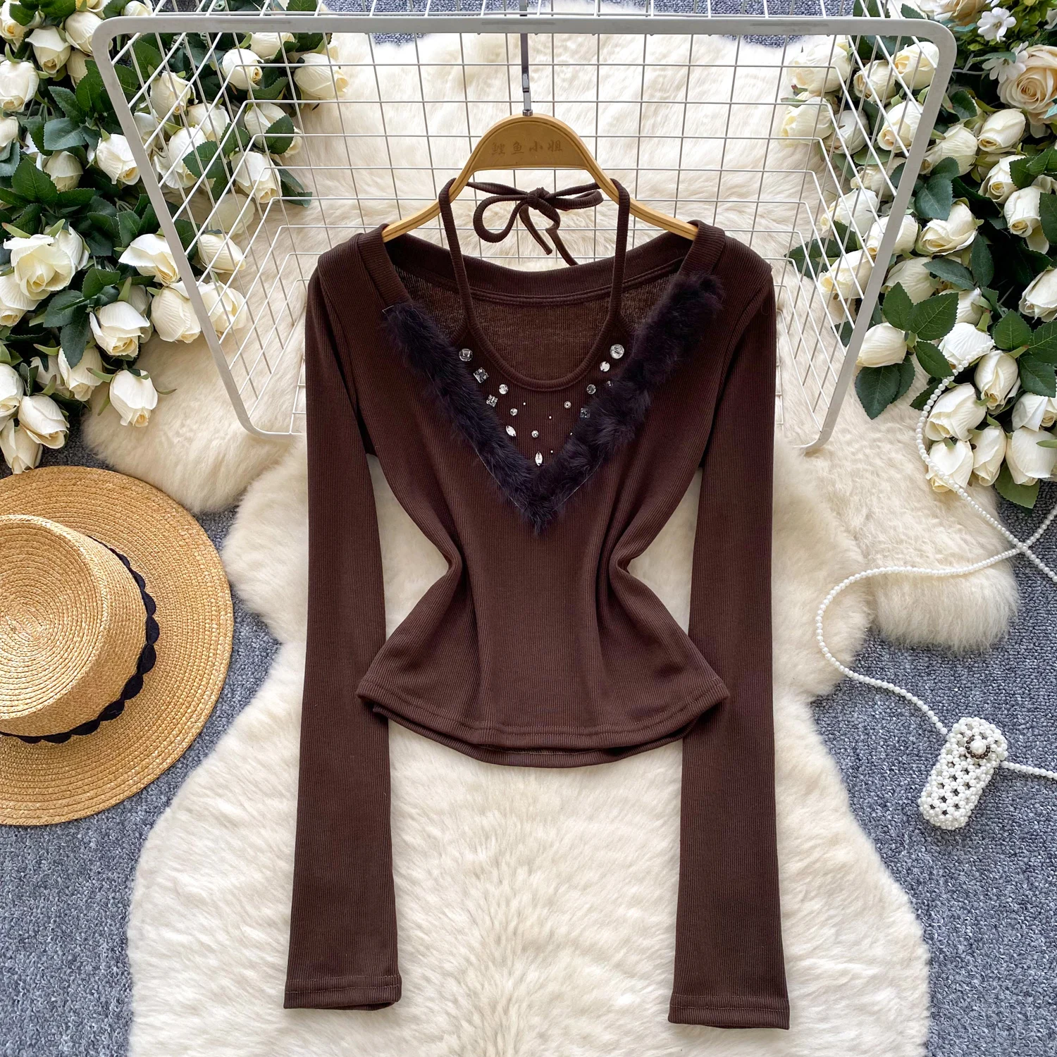 

Винтажная элегантная вязаная блузка с длинными рукавами, модная рубашка, повседневная женская рубашка Fairy