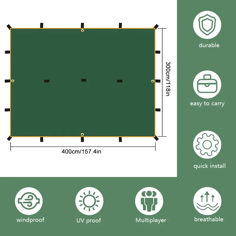 Outdoor Camping Tent, 19 Hanging Points, Sunshelter,Tarp Screen, Survival Hammock, Sunshade, Garden Canopy, Waterproof Camping A