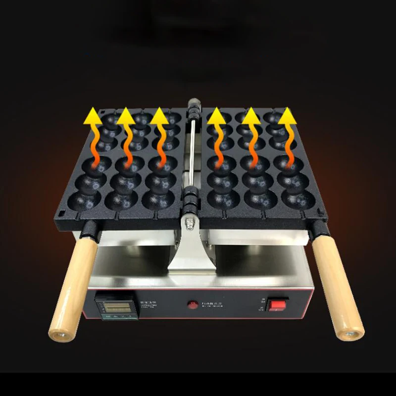 Máquina comercial para hacer gofres, máquina para hacer gofres sin humo, antiadherente, con forma de bola