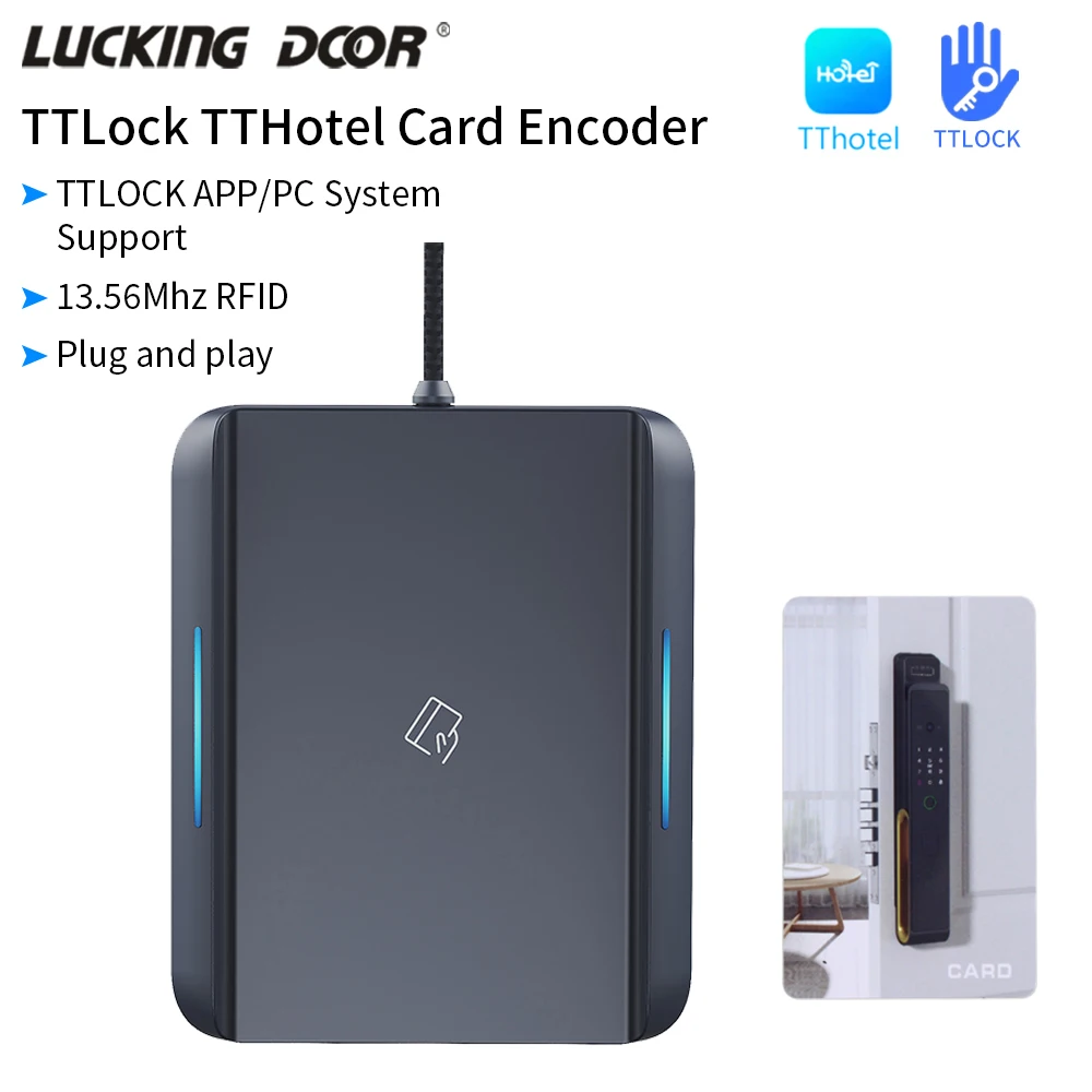 

TTHotel Card Encoder for USB Hotel Lock System 13.56Mhz IC M1 Card Reader Writer Works With TTLock APP Different Encoder Number