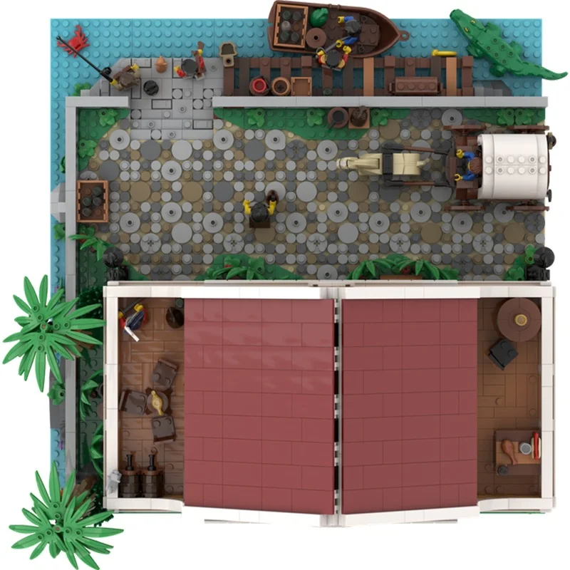 3843 قطعة MOC هافانا منزل القراصنة العالم 4 القراصنة نموذج هدايا عيد الميلاد اللبنات العمارة لتقوم بها بنفسك اللعب فكرة الطوب الاطفال #4