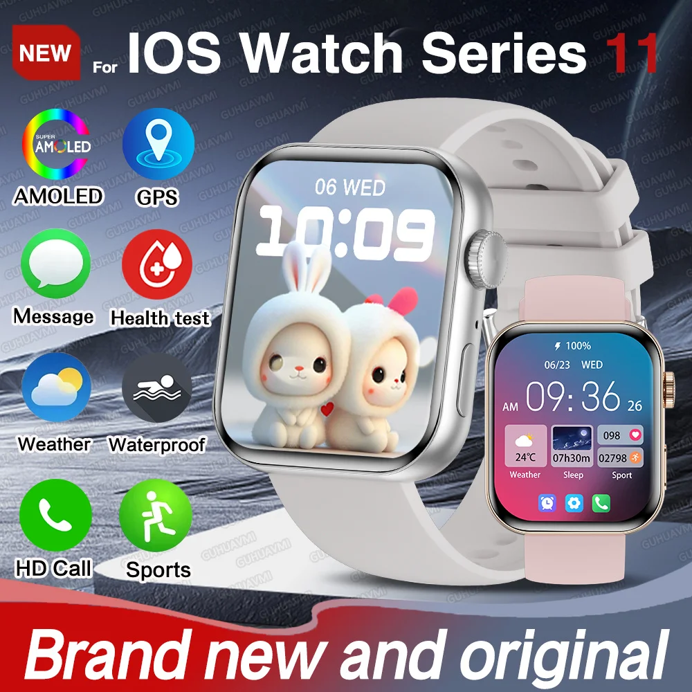 

2025 New Watch 11 Series Smart Bracelet Men 43mm HD AMOLED GPS Sport Tracking 3D Menu Bluetooth Call Waterproof Smartwatch Woman