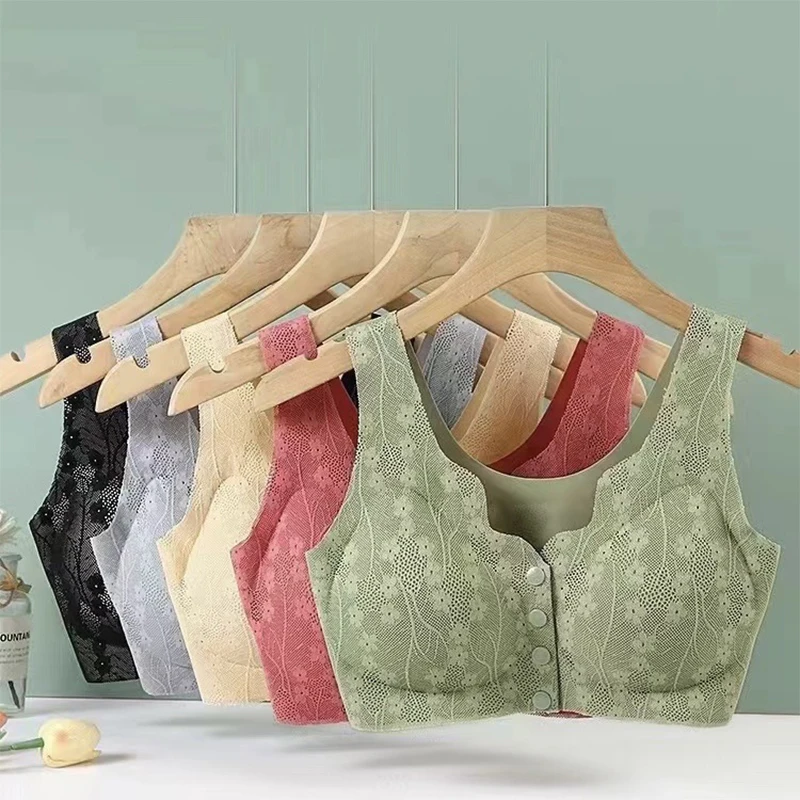 Front Button Closure Wireless Brassiere Women Underwear Push Up Elderly Middle-Aged Bra Breathable Bras Mother Underwear Stanik