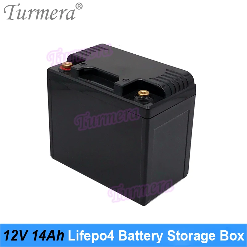 Turmera 12V 14Ah Motorcycle Battery Storage Box 12.8V 4S 40A Balance BMS with 2X4 32700 Bracket Holder for Replace Lead-Acid Use