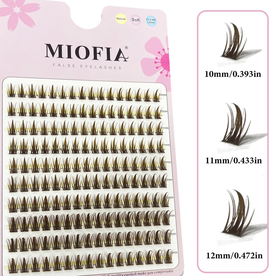 MIOFIA Racimos de Pestañas Marrones 3D Rusas, Individuales, 1 Caja/160 Racimos, Pelo de Visón Natural, Venta al por Mayor 3