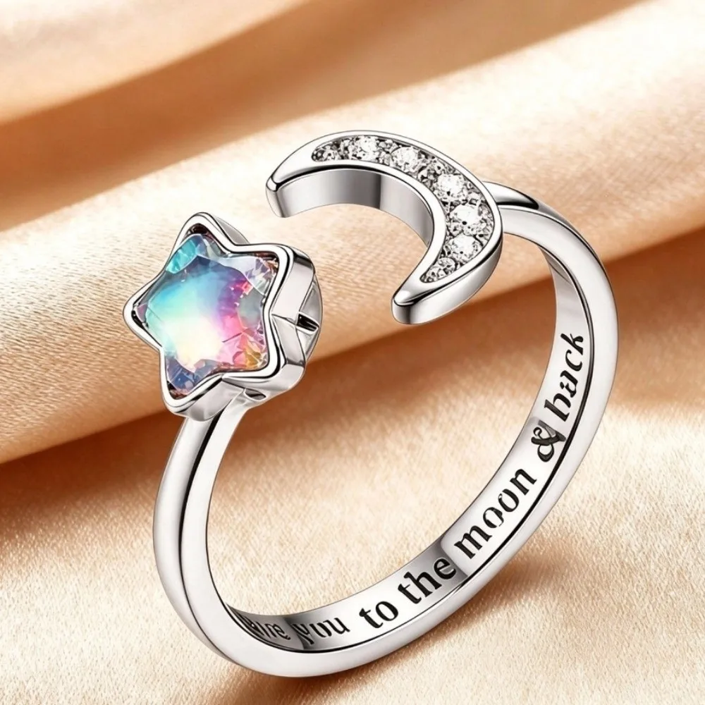 Rotating Design Rotating Ring Butterfly Sunflower Fidget Spinner Ring Luxury Niche Design Floral Synthetic Ring Anti Anxiety