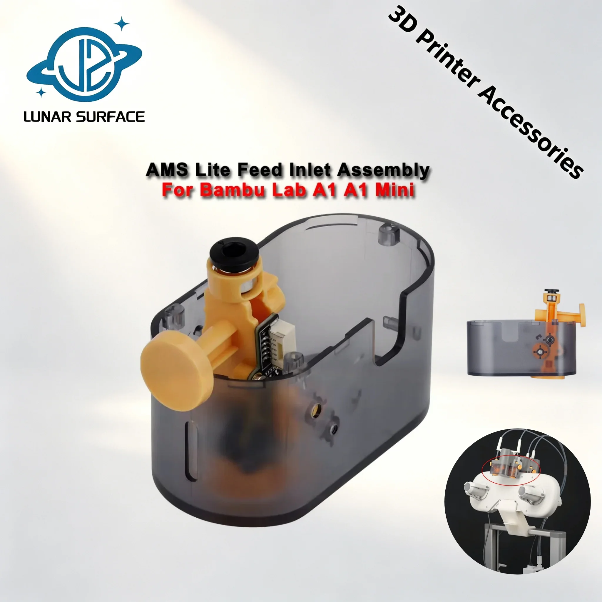 Lunar Surface AMS Lite Left & Right Feeder Filament Funnel Unit Slot 1-4 Replacement Part for Bambu Lab A1 Mini 3D Printer