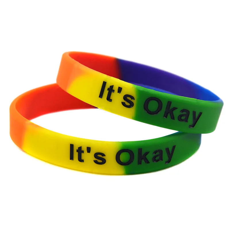 1 PC Subsection Color It Is OKay Silicone Bracelet Men or Women Wristbands Adult Size