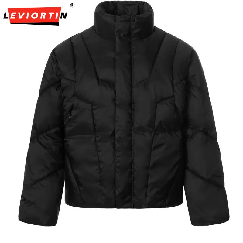 

2025 Winter Men's Fashion Trendy Brand American Vibe Casual Versatile Simple Solid Color Loose Collar Grid Cotton Jacket