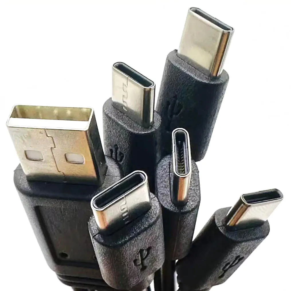 5 في 1 كابل USB C 0.2 متر 2A USB إلى منفذ شحن من النوع C لكابل شحن الهاتف المحمول من النوع C عالمي متعدد الوظائف #4