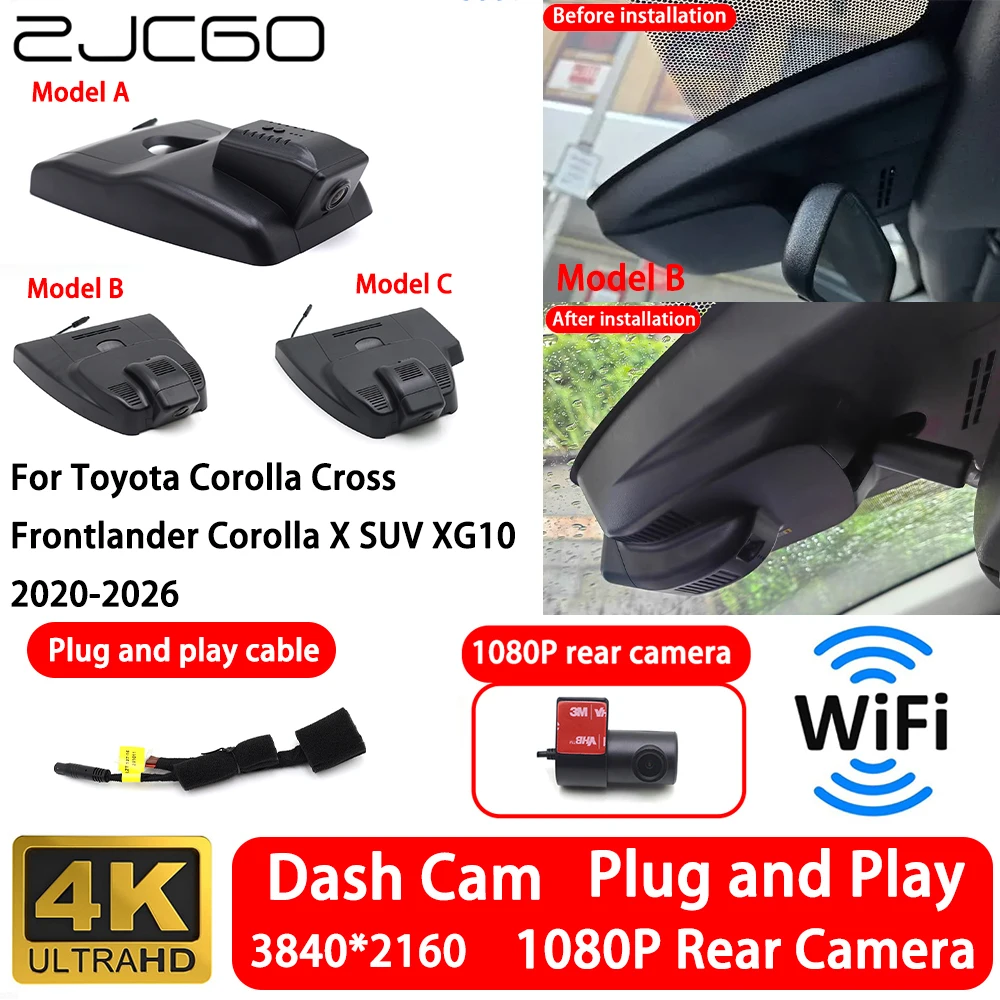 Cámara Delantera y Trasera 4K 2160P para Toyota Corolla Cross Frontlander Corolla X SUV XG10 2020-2026, Conexión Wifi, Plug and Play ﻿