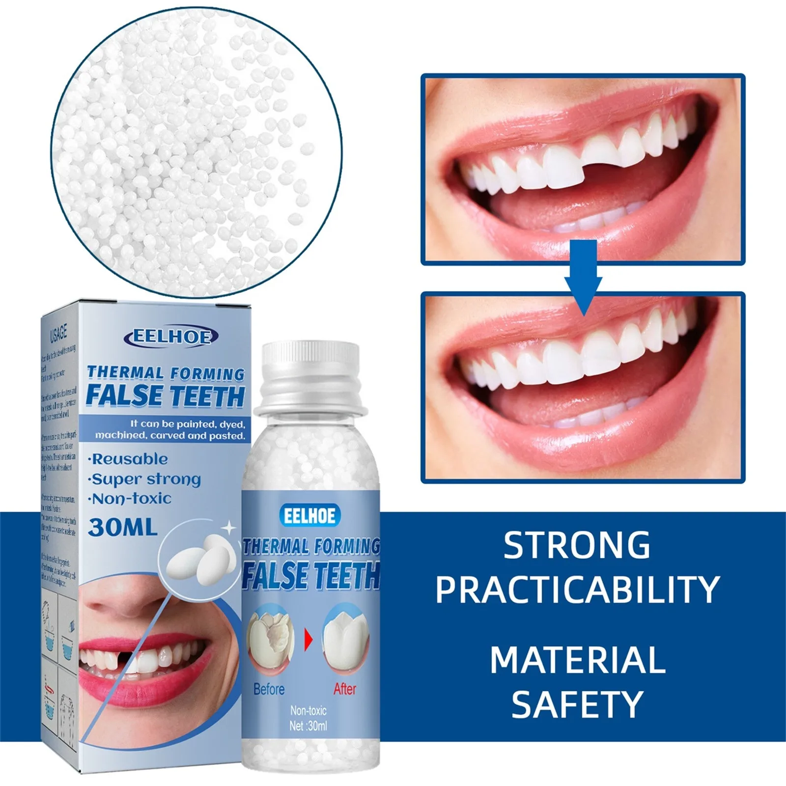 Zahn reparatur kleber formbare Zahnlücken füllen festen Kleber temporäre Zähne reparieren False teeth Kleber Sicherheit zahn ärztliche Versorgung