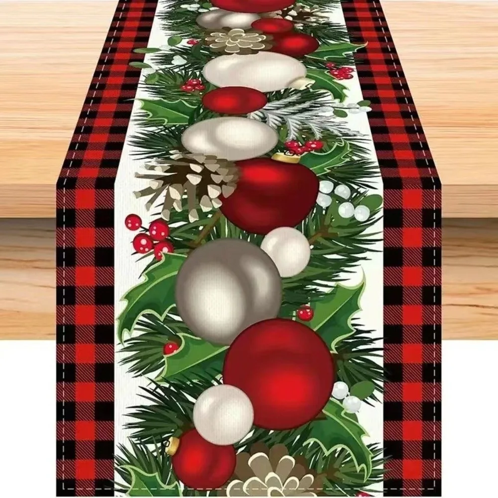 Santa Claus Christmas Table Runner Reindeer Snowflake Christmas Table Flag Desk Decor Snowman Xmas Tablecloth Home Decor
