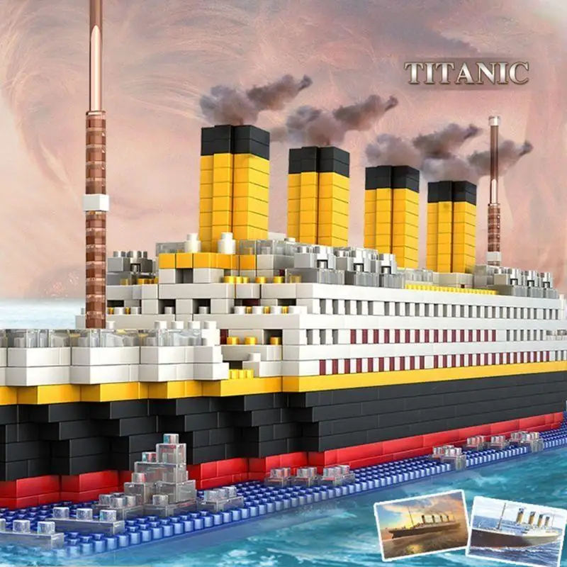 

F19F Funny Building Bricks Titanic Cruise Ship Novelty Mini Funny Wearing Accessories Plastic Made Kids Relieve Boredom Toy