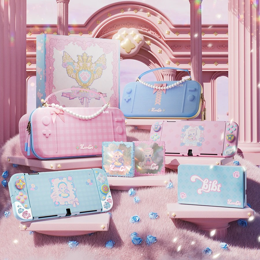Kawaii Lolita Style Switch Protective Case Compatible with Nintendo Switch 2/OLED Console Controllers Joy-Con Cover Girl Gift