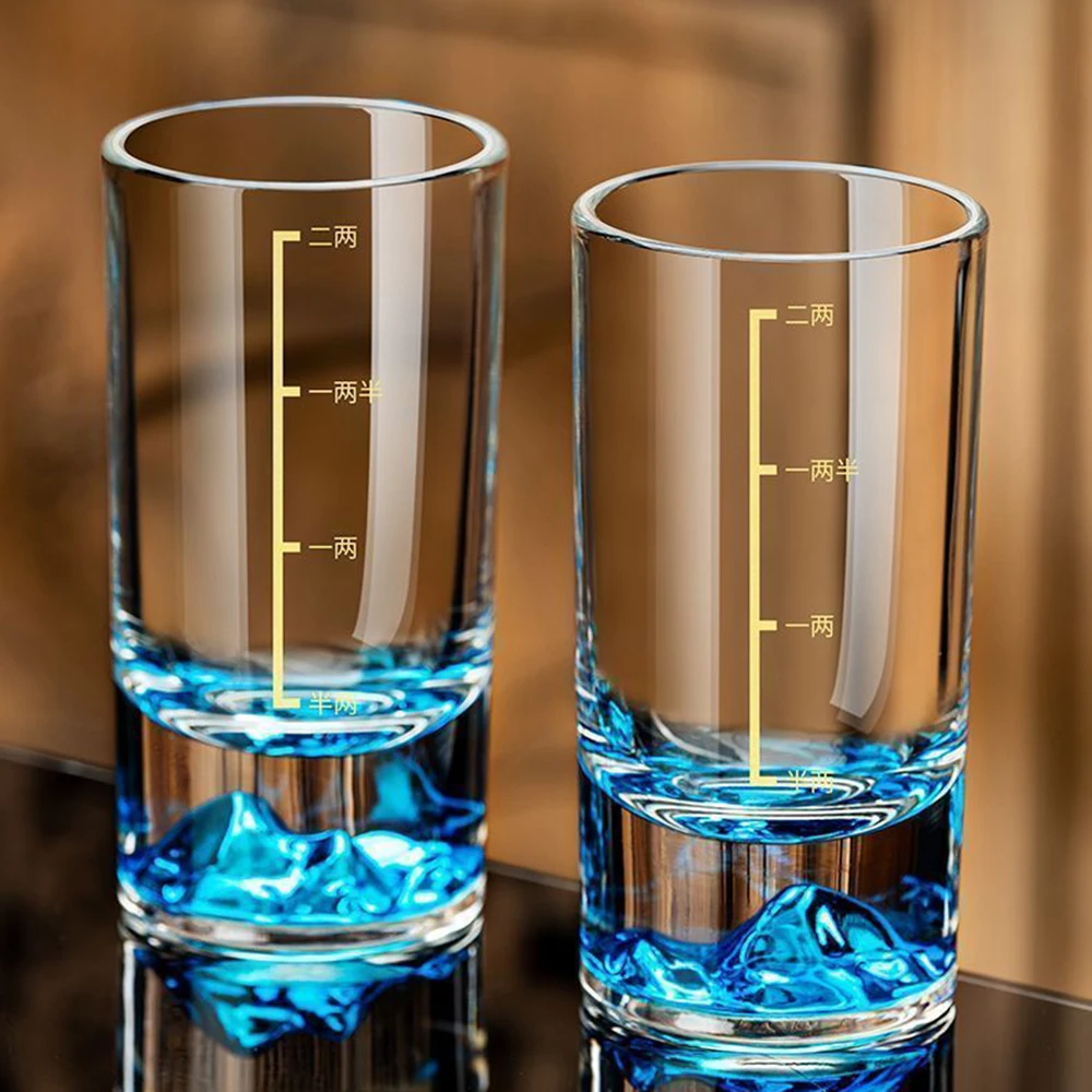

Creative blue mountain liquor glass, Graduated Lead-free crystal glass small wine cup, Light luxury household wineglass, 2pcs