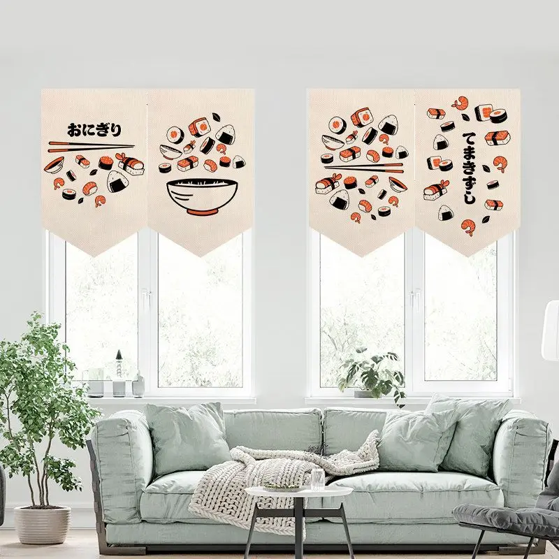 VIKAMA Minimalist Japanese Food Art Triangle Hanging Banner Noren Curtain Sushi Cafe Bistro Entrance Wall Decor