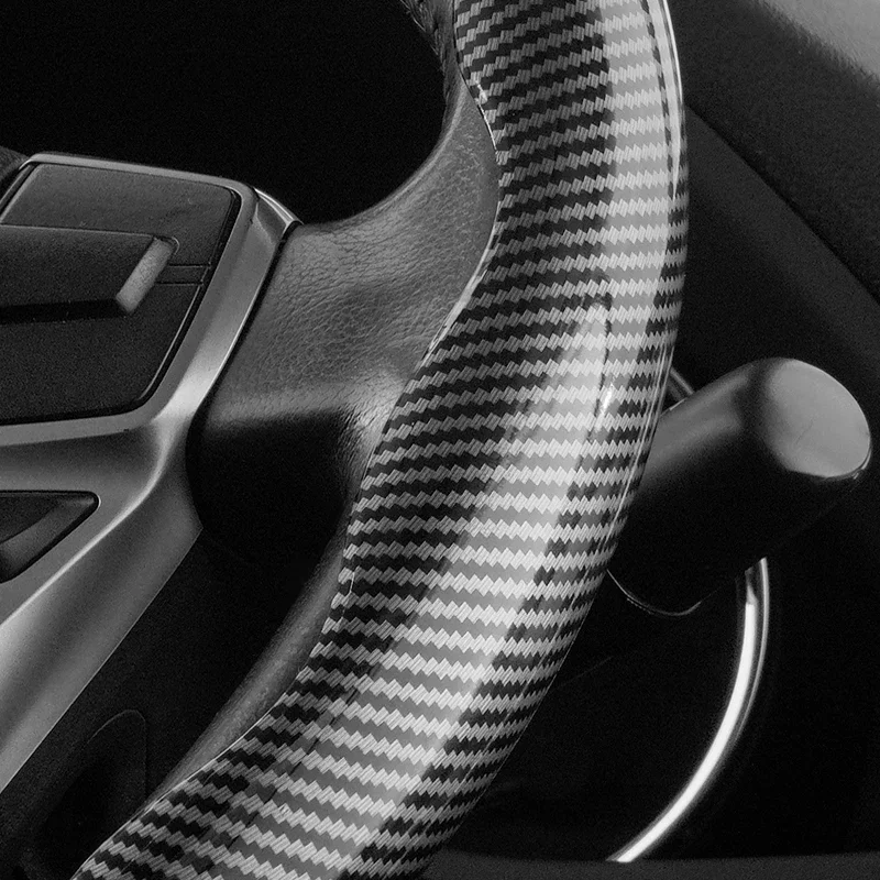 For Fiat Abarth 500 595 695 Spider 124 Auto Accessories Abarth Car Carbon Fiber Car Steering Wheel Cover Black Fiber