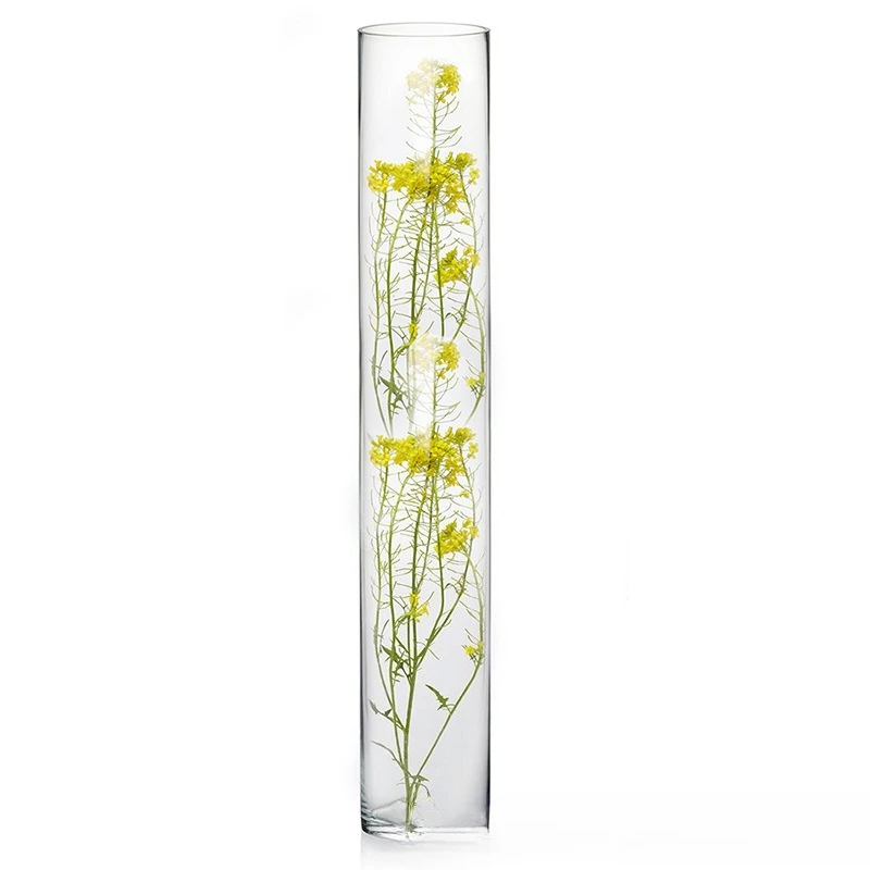 

oversized floor-to-ceiling straight bucket glass vase, hotel lobby decoration, wedding road guide soft decoration model room