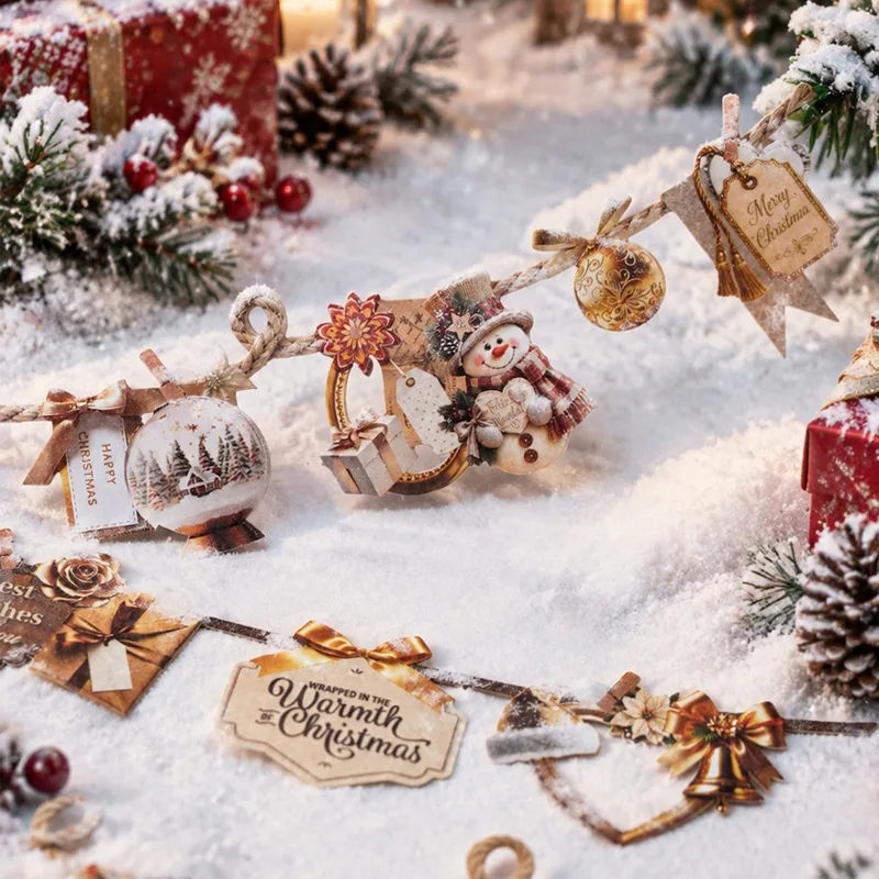 JIANWU Vintage Christmas Decoration Flag Landscape Sticker Creative DIY Journal Material Collage Scrapbooking Stationery