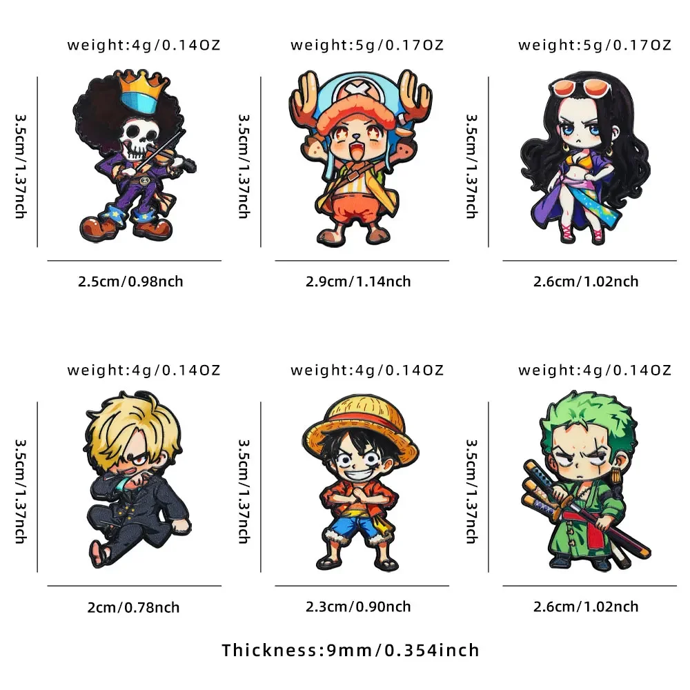6-teiliges Cartoon-Charakter-Set Q-Version mit Monkey D. Luffy, Roronoa Zoro, Sanji, Brook - Geschenk für Freunde – Detail 1