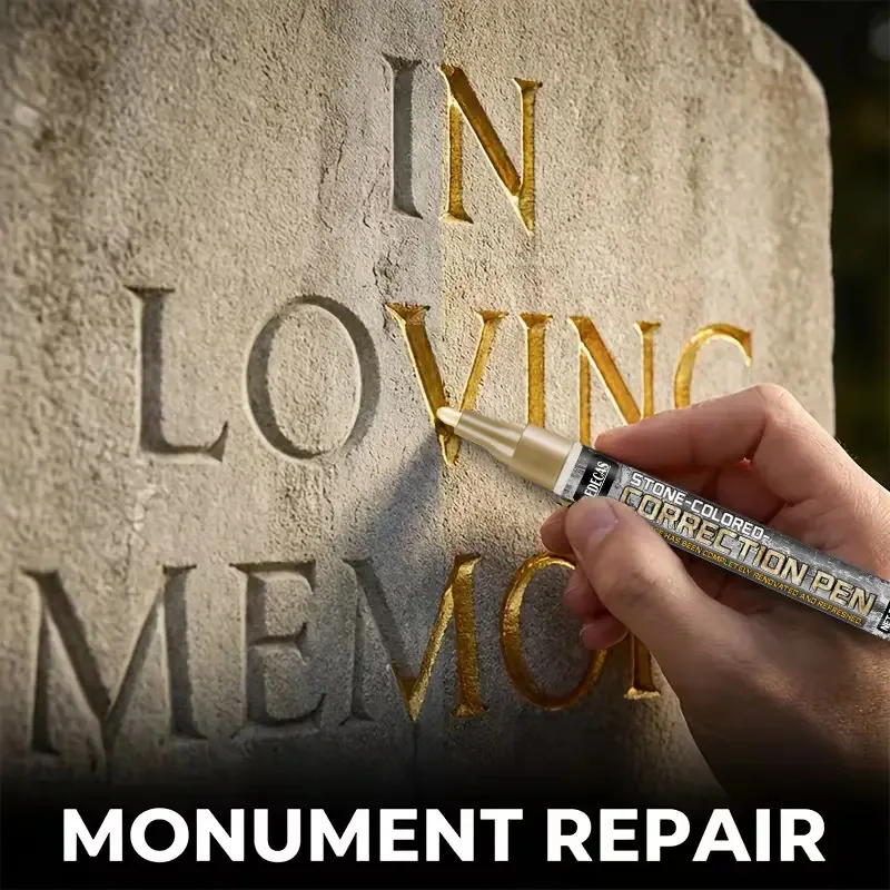 10Pcs Waterproof Stone Paint Marker 3mm Fine Tip Fade Proof Gravestone Touch Up Pen Tombstone Letter Restoration DIY Art Supply