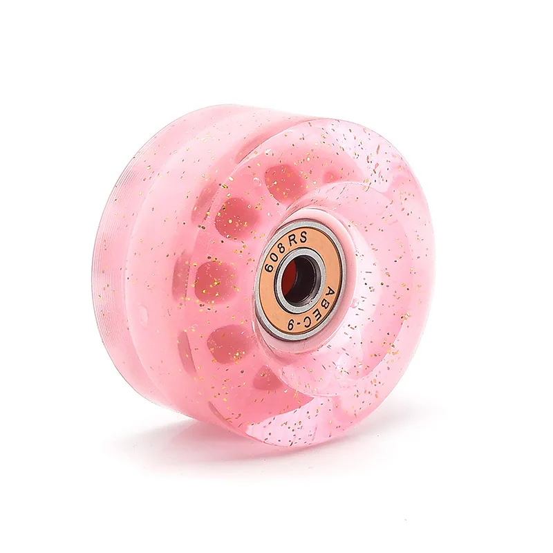 Двухрядные роликовые коньки, высокоэластичные колеса из искусственной кожи, четырехколесные роликовые коньки 82A, несветящиеся цветные прозрачные колеса с блестками