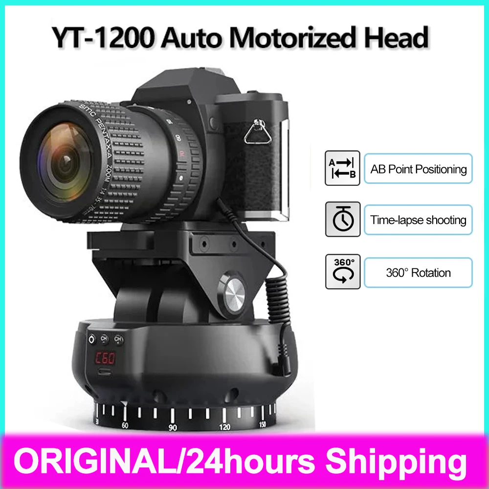 ZIFON YT1200 Auto Motorized Pan Tilt Head 360 Rotation Panoramic Head Remote Control Multifunctional Head for Camera/Phone