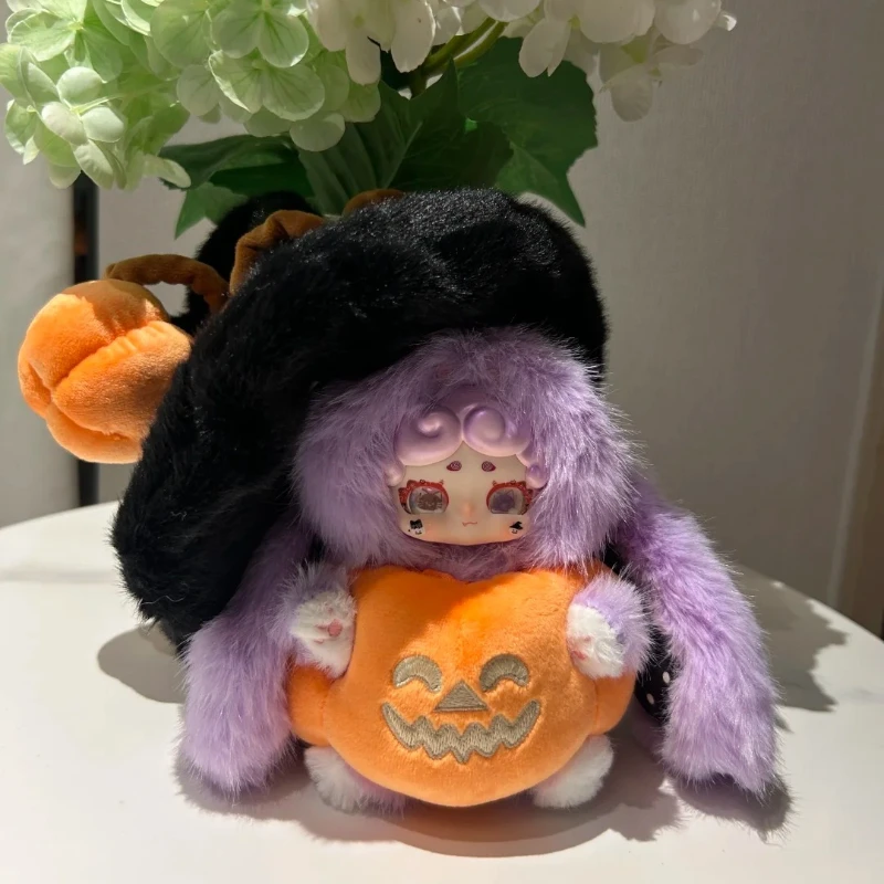 럭키디어네이 할로윈 마법 마녀 행잉 카드 버니 액션 피규어 서프라이즈 백 귀여운 애니메이션 인형 플러시 펜던트 비닐 장난감 선물