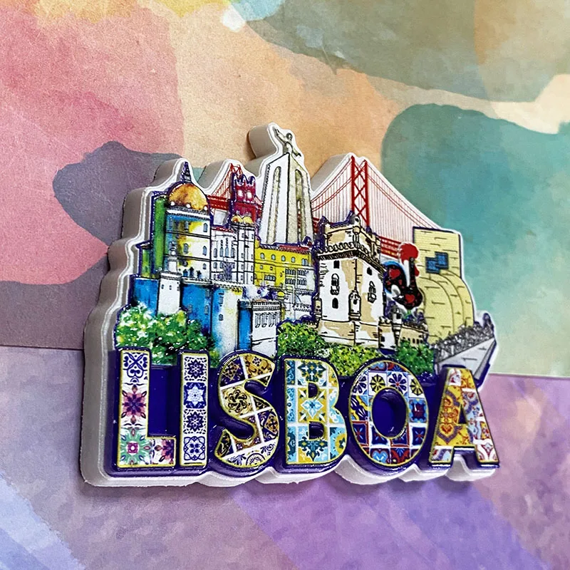 Portugal souvenirs Lisbon, Belem Tower, Discoverer Monument, Architectural landscape 3D refrigerator magnets, collection of arts