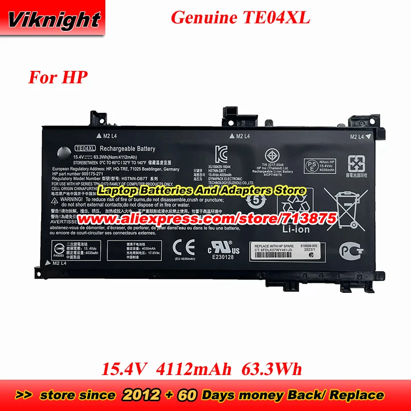 

Genuine TE04XL Battery HSTNN-DB7T 905175-271 for HP Omen 15 Series 15-AX200 15-AX281ND Pavilion 15-BC200 15-BC442TX 15-DP0001TX