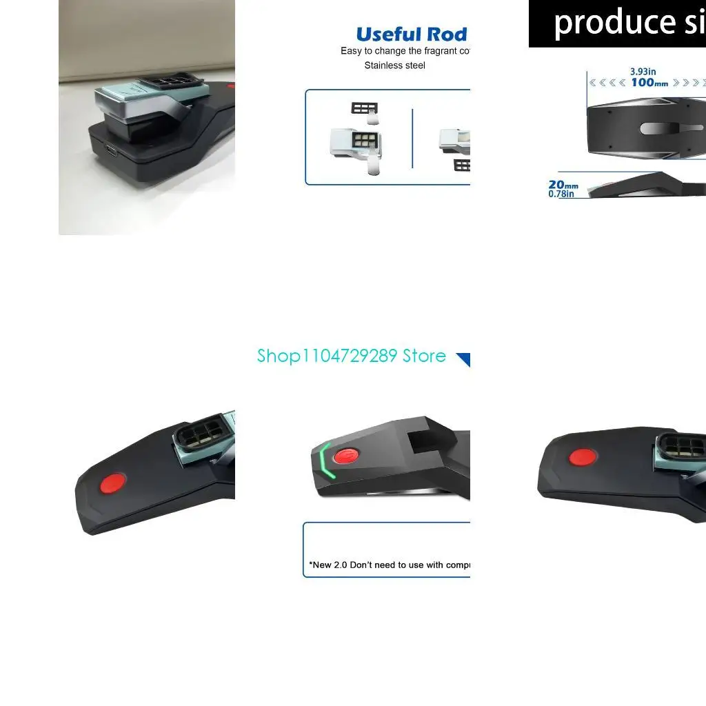 D8KE Air Scent Unit Care Tool, Handheld Cable Input Service Device with Light Cue for Vehicle Interior Handling, Station Use