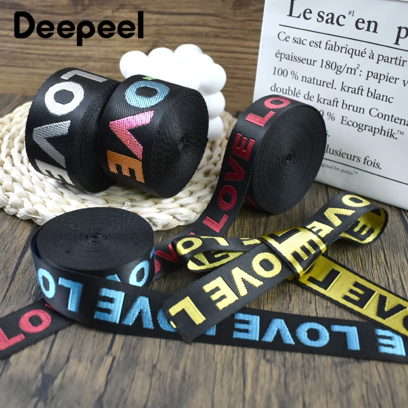 

10Yards 25/38mm LOVE Jacquard Webbing Strap Backpack Decorative Braid Ribbon Garment Crafts Belt Sling Band Sewing Accessories