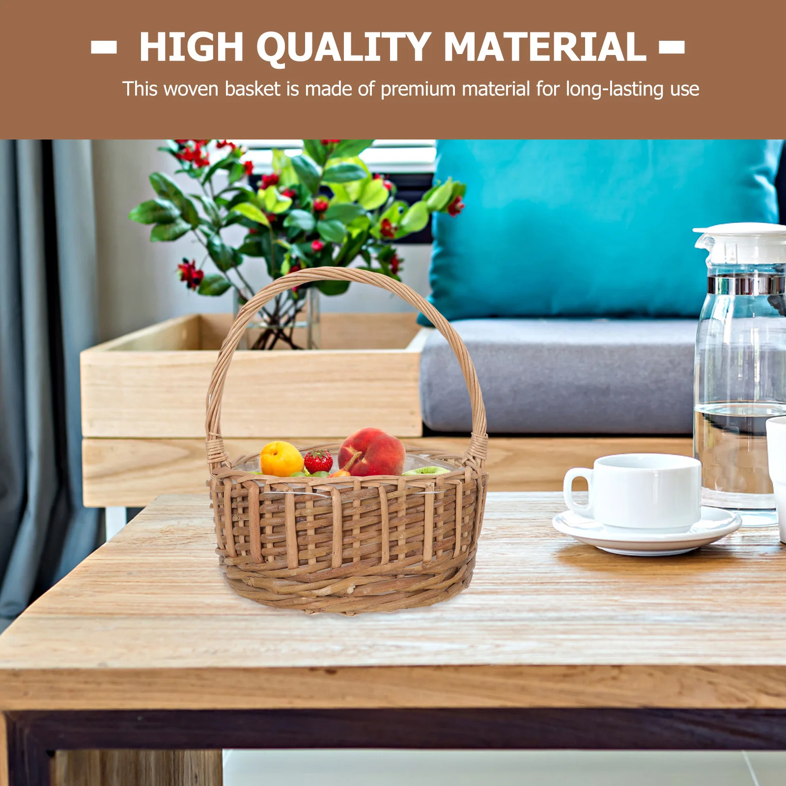 

1Pcs Rattan Woven Basket Handmade Storage Organizer Material Natural Design Home Kitchen Sundries Holder