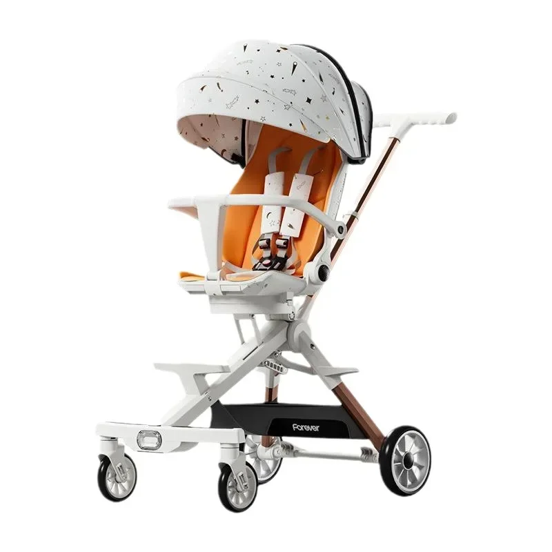 Four Wheel Stroller Lightweight Foldable Scooter Newborn Baby Two-way Swivel Seat Reclining High Landscape Baby Stroller