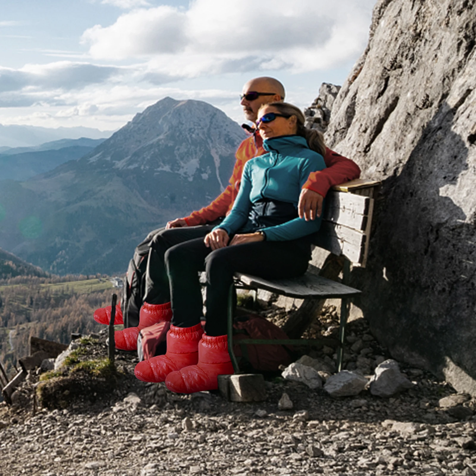 في الهواء الطلق التخييم النعال الجوارب الدافئة لحقيبة النوم في الداخل الأحذية الدافئة الرجال النساء الشتاء بطة أسفل الجوارب النعال الأحذية #5