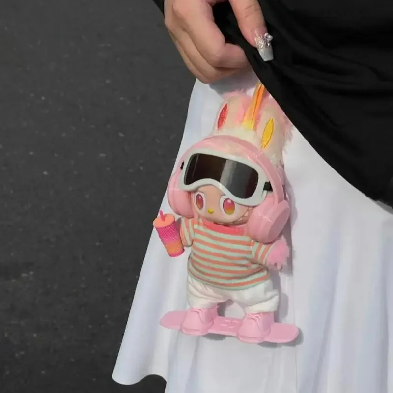 

Одежда для куклы Labubu Gen 1-3, милый Радужный розовый комбинезон, комплект с наушниками и обувной одеждой, подвесные аксессуары