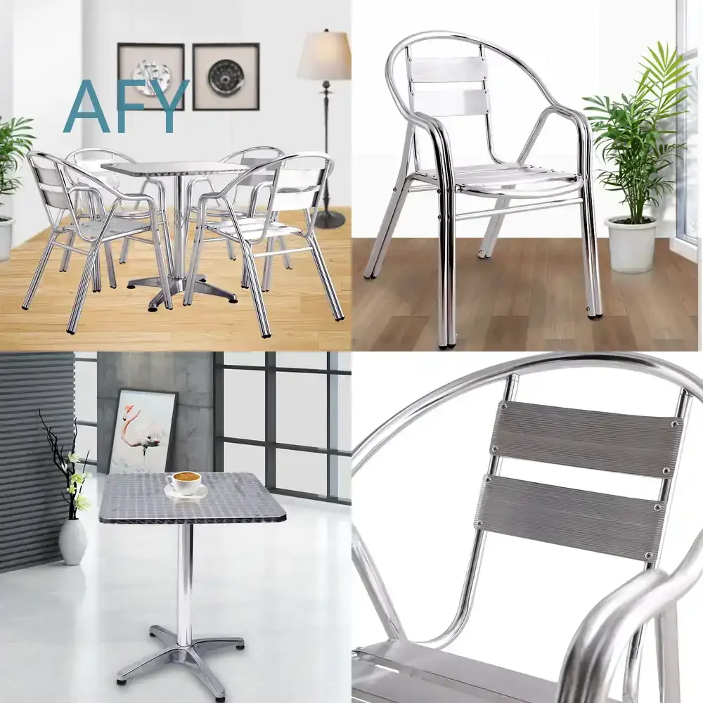Aluminum Outdoor Furniture Set for Patio Garden Balcony Dining Bar Multi Purpose Table and Chairs