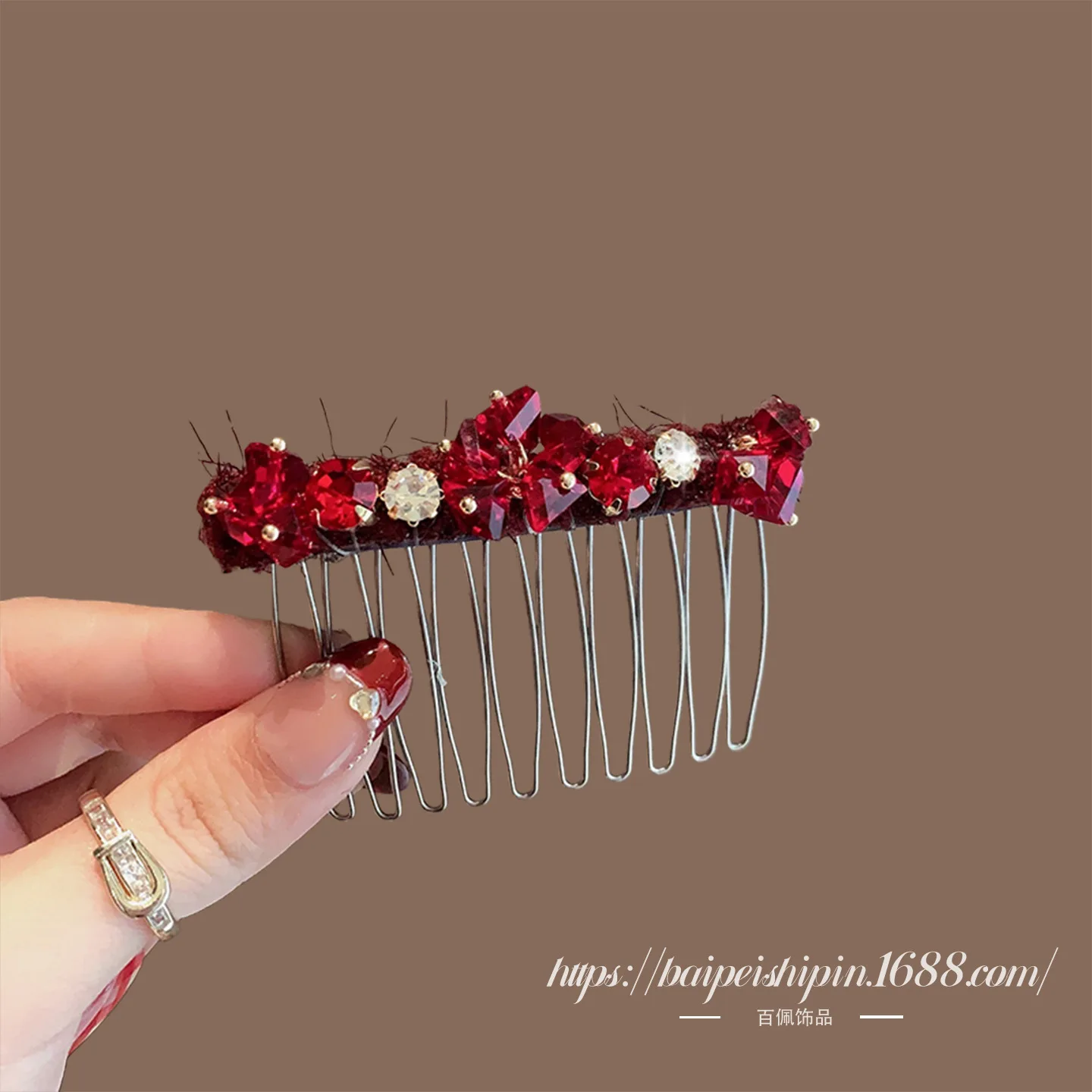 

1pc Hair Styling Comb Rhinestone Floral Design Hair Stick for Women Back of Head Bun Maker Flyaway Hair Premium Gift