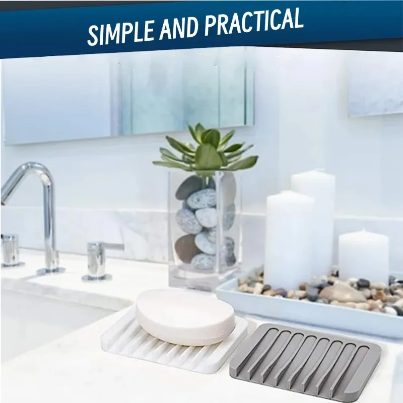 صندوق صابون غراء ناعم مربع لا يحتاج إلى ثقب رف الصابون صينية صرف بسيطة لا تتراكم المياه التعبئة والتغليف المستقلة