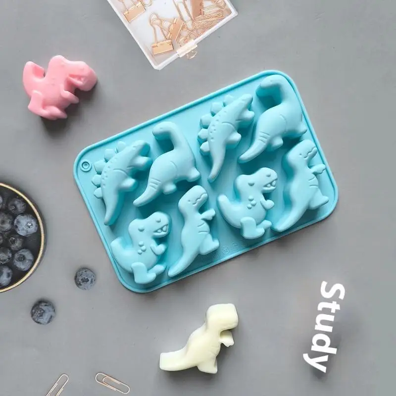 Dinosaur Food Grade Silicone Molds 8-Cavity Chocolate Hard Candy Ice Cubes Silicone Mold For DIY Chocolate,Candy,Jelly