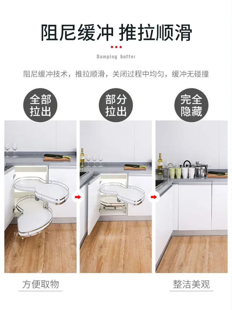 DurableLeft Pull out Double-Layer Rack Large Capacity Storage Cabinet Multi-Functional Kitchen Organizer with Imitation Sliding