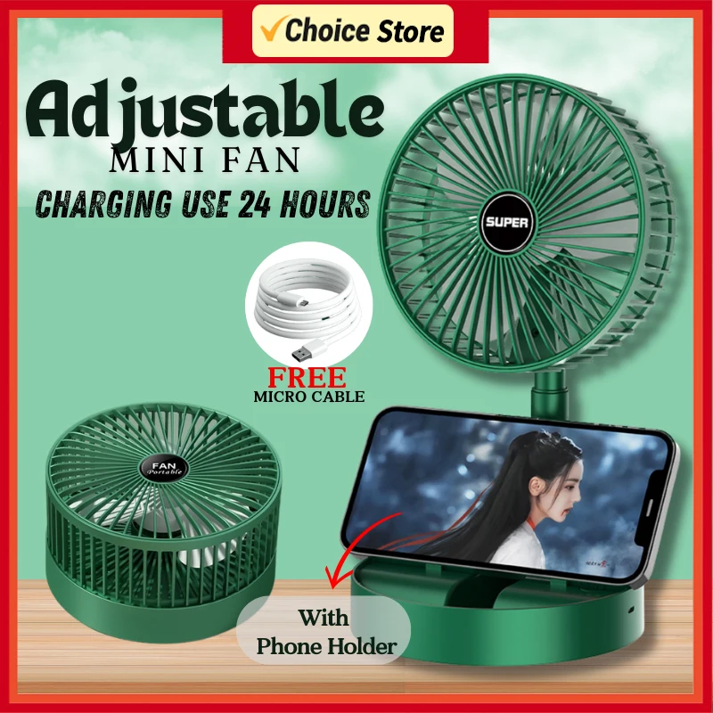 Strong Wind Power Popular New Style Folding Fan Electric Oscillating Head Portable Retractable Desktop Floor Fan