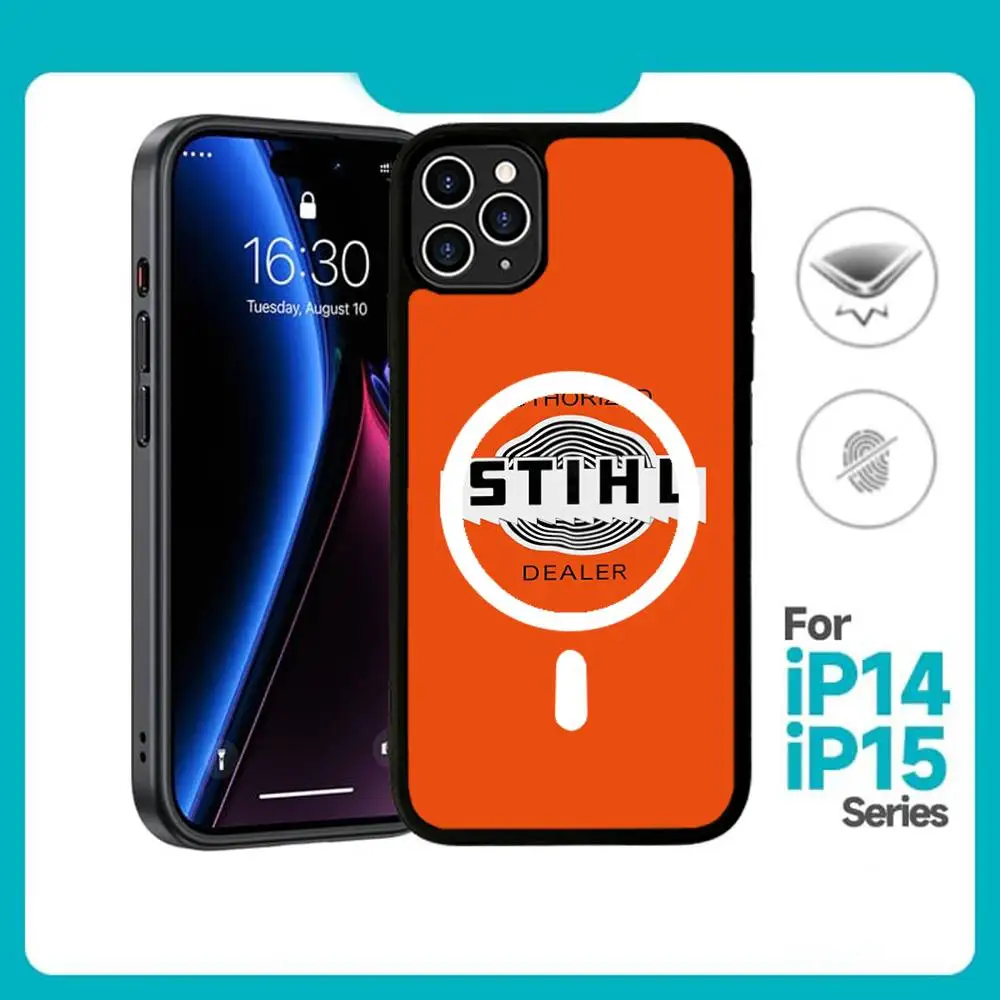 S-STIHL Cool Logo For Magsafe Case For IPhone 17 16 Pro Max 15 14 Plus 13 12 11 Wireless Charging Phone Cover