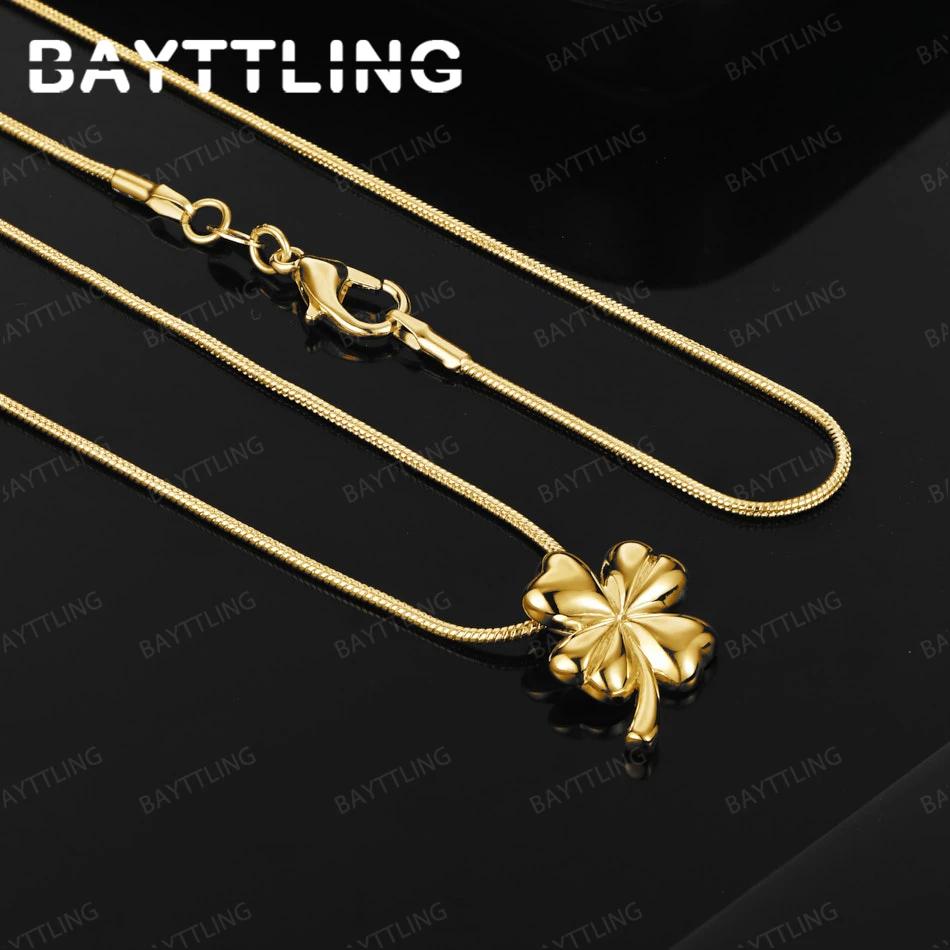 

925 Sterling Silver 18K Gold 16-30 Inch Exquisite Four-Leaf Clover Pendant Necklace Fashion Party Accessories Wedding Gift