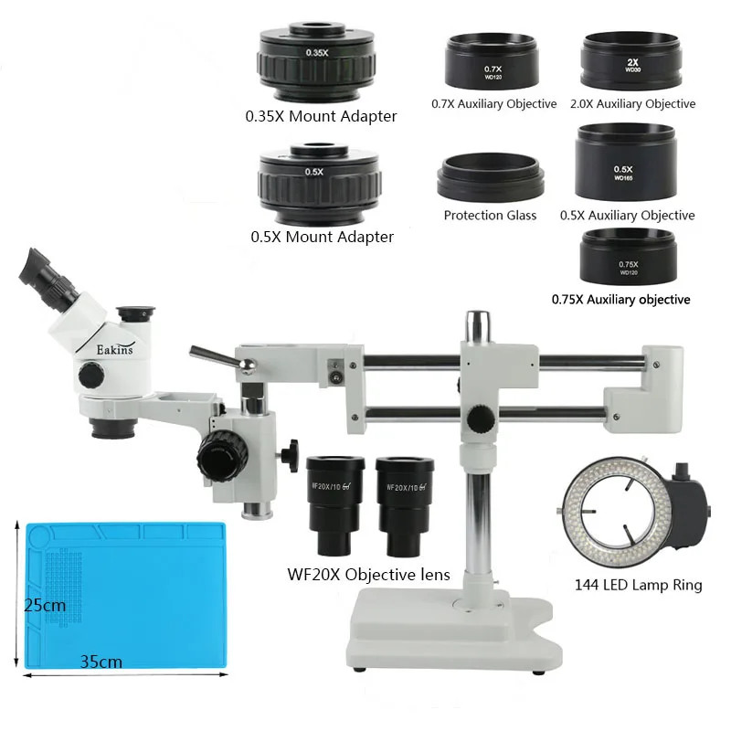 Konfokalny trójokularowy mikroskop stereoskopowy z zoomem 3,5X-180X Podwójny stojak na ramię do wykrywania w laboratorium Lutowanie PCB